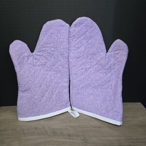 Grandma’s Double Layer Oven Mitts / BBQ Mitts, Handmade & Heat-Resistant, Purple